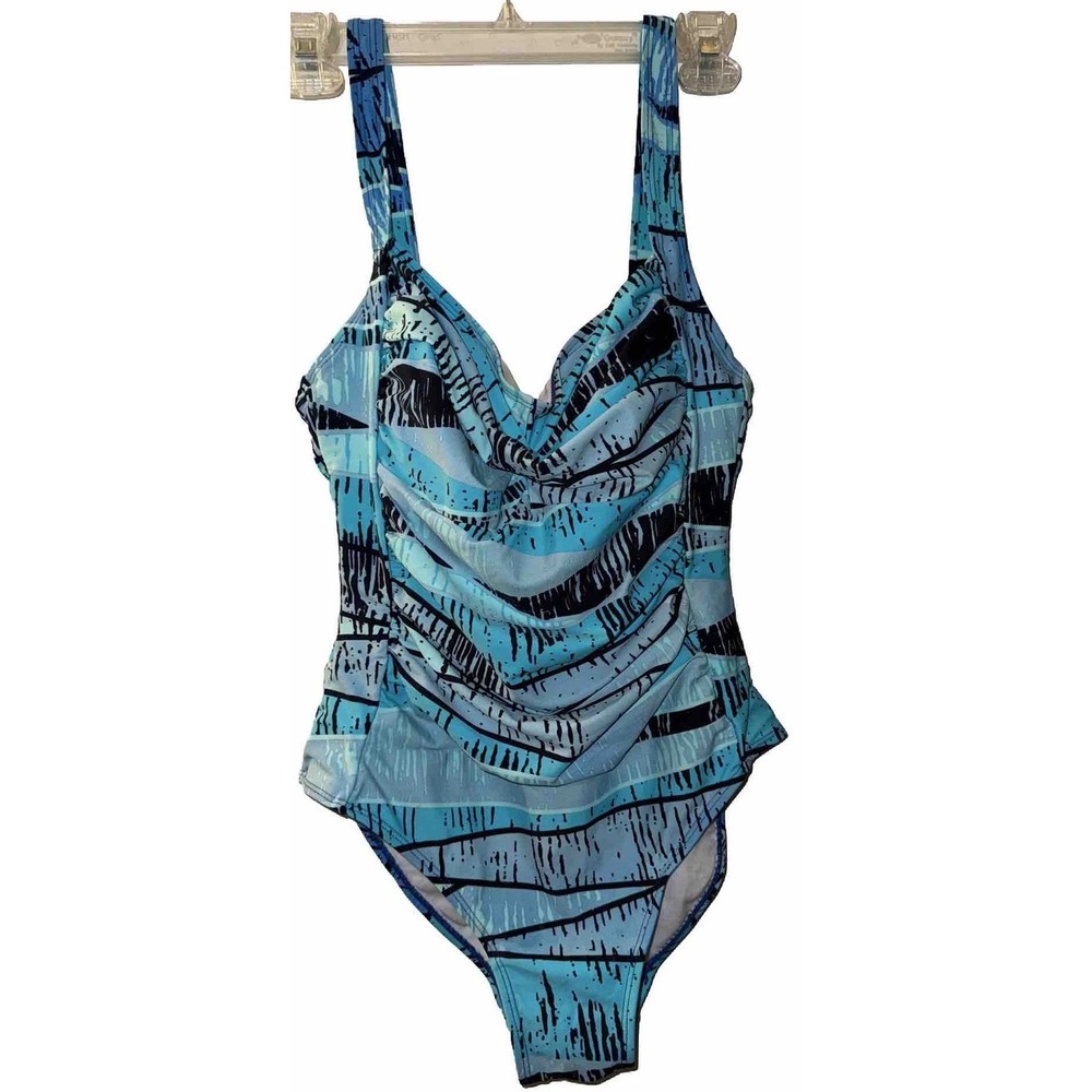 Love My Curves Slimming Swimsuit 1 Pc Aqua #344 Beachy Vacation Women's 10/S